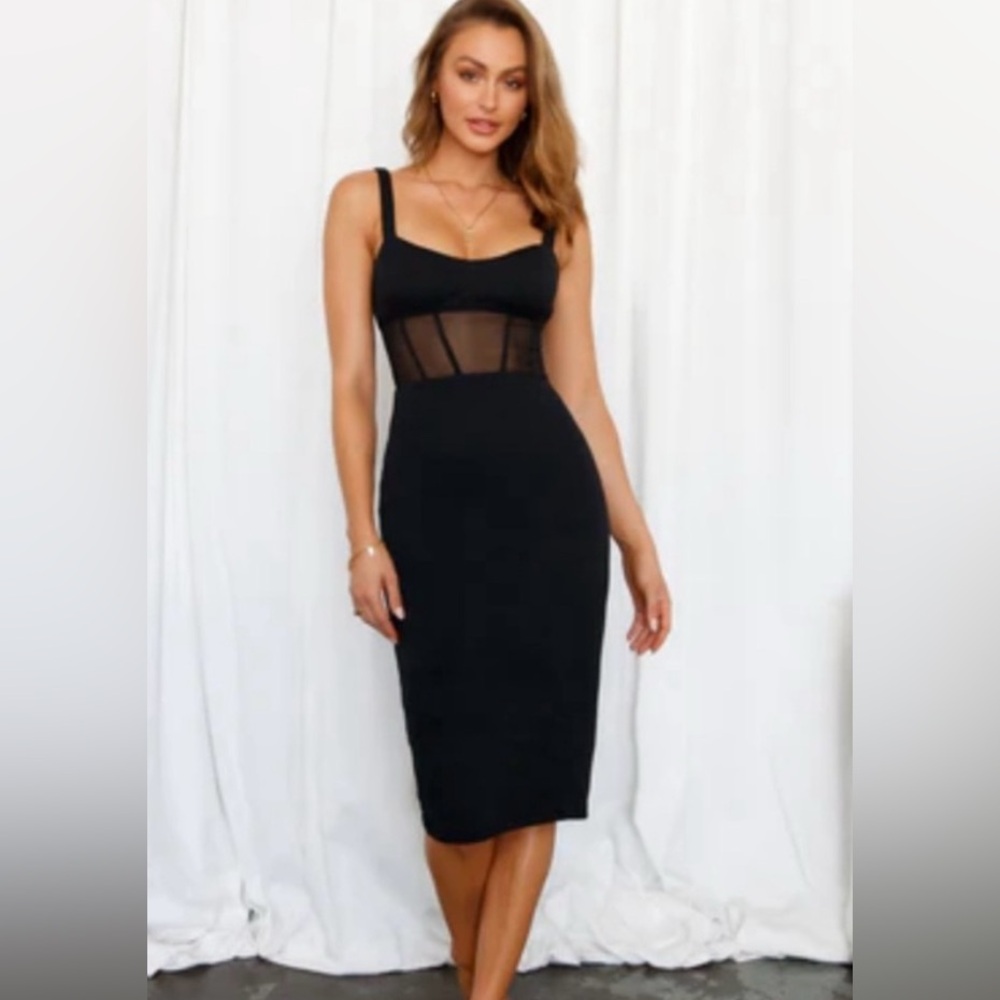 Can’t hold us midi black dress Hello Molly black midi mesh dress